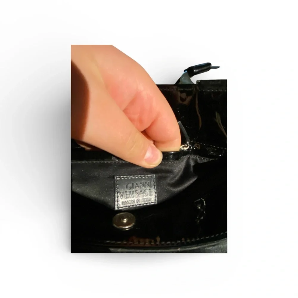 Versace Black Shoulder Bag with Silver Accents